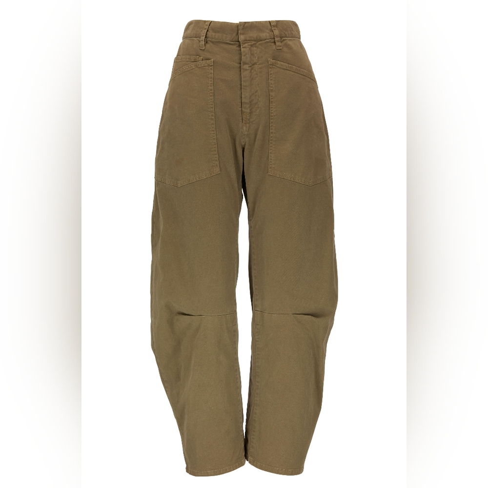 Nili Lotan Shon Pant Bow Leg Carpenter 6 olive brown barrel